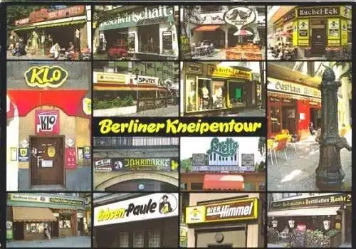 Ansichtskarte, Berlin, Kneipentour, Gaststätten, 14 Abb, ca. 1993