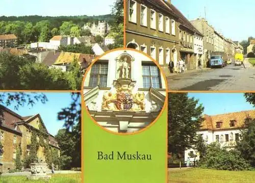 Ansichtskarte, Bad Muskau, 5 Abb., u.a., Teilansicht, 1985