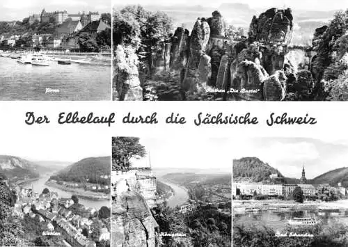 AK groß, Der Elblauf durch die Sächsische Schweiz, fünf Abb., 1974
