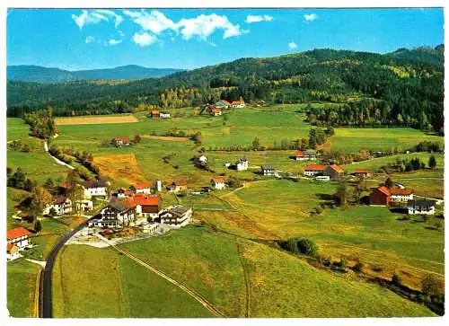 AK, Asbach Post Böberach, Café - Pension Berghaus Monika, Luftbild, 1975