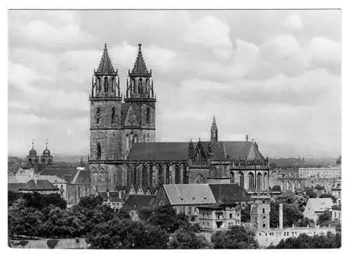 AK, Magdeburg, Teilansicht mit Dom, 1961
