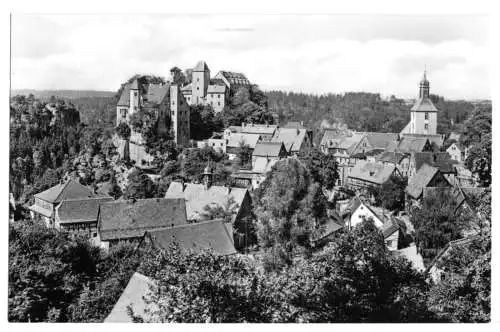 AK, Hohnstein Sächs. Schweiz, Blick über den Ort zur Burg, 1969