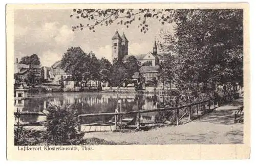 AK, Klosterlausitz Thür., Teilansicht mit Teich, 1949