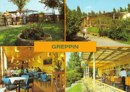 AK, Greppin Kr. Bitterfeld, Anglerheim im Naherholungszentrum, vier Abb., 1982