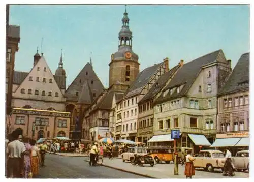 AK, Eisleben, Markt mit Markttreiben, 1966
