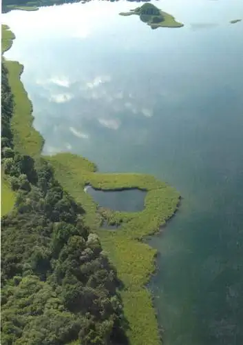 AK, Carwitz bei Feldberg Meckl., Carwitzer See mit Insel Barschwerder, um 2000