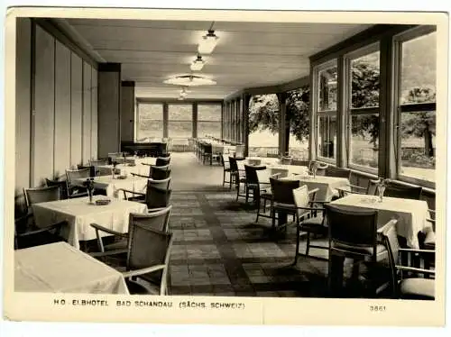 AK, Bad Schandau, HO-Elbhotel, Veranda, 1958