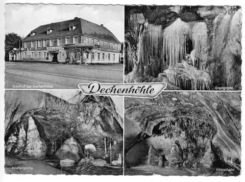 AK, Letmathe - Grüne, Gasthof zur Dechenhöhle, vier Abb., 1959