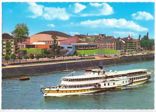 AK, Bonn, Beethovenhalle und Rheinschiff "Frieden", um 1970
