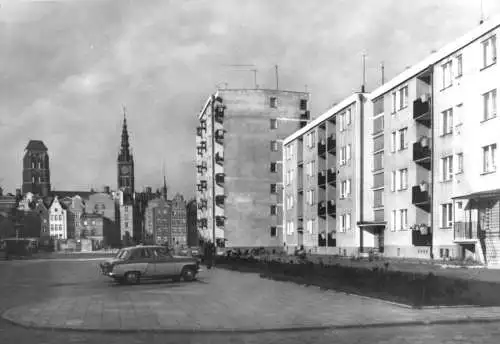 AK, Gdansk, Danzig, Ulica Zabi Kruk z widokiem na Glowne Miasto, um 1970