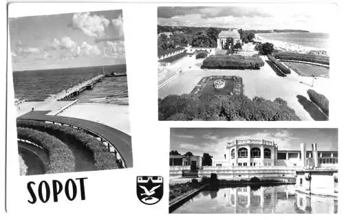 AK, Sopot, Zoppot, trzy fig., drei Abb., um 1965, Handabzug