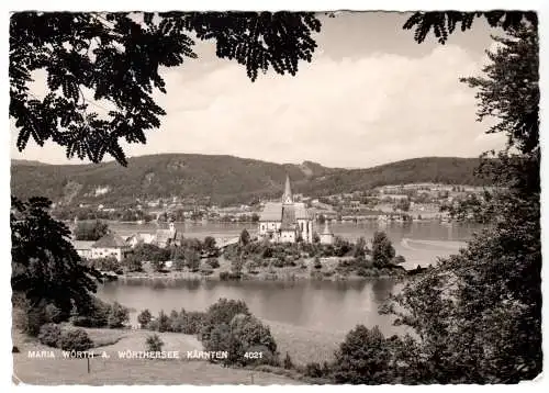 AK, Wörth am Wörthersee, Teilansicht mit Maria Wörth, 1963