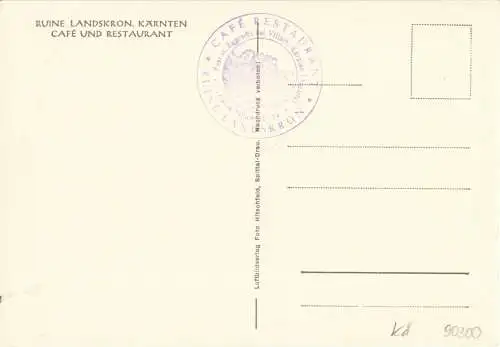 AK, Ruine Landskron, Kärnten, Café und Restaurant, Gastraum, um 1965