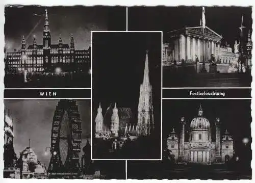 AK, Wien, fünf Nachtansichten, 1962