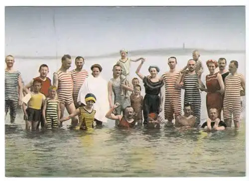 AK, Berlin Wannsee, Badende im Freibad Wannsee, um 1910, Reprint um 1970