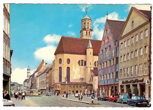 AK, Augsburg, Maximilianstraße mit Moritz-Kirche, um 1965