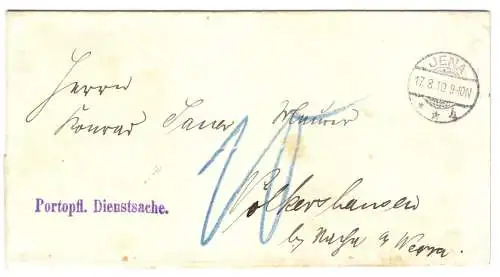 Portopflichtige Dienstsache, Klinische Landesanstalten Jena, o Jena, 17.8.10
