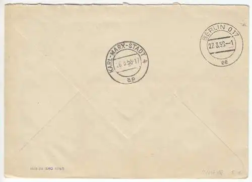 Dienstbrief, Mi.-Nr. DDR Dienst 17, UB H, o Karl-Marx-Stadt, 26.3.58