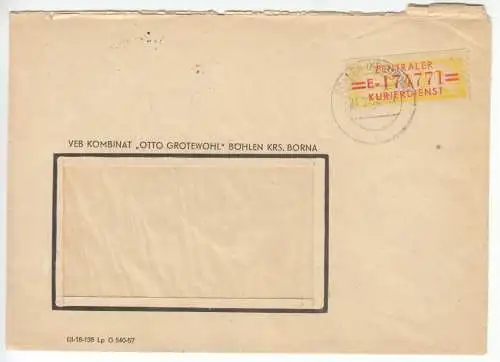Dienstbrief, Mi.-Nr. DDR Dienst 17, UB E, o Böhlen (Kr. Borna), 21.2.58