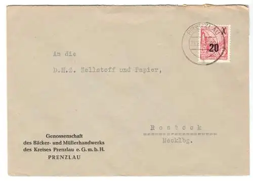 Bedarfsbf., DDR Mi-Nr. 439, EF, o Prenzlau, 25.11.54