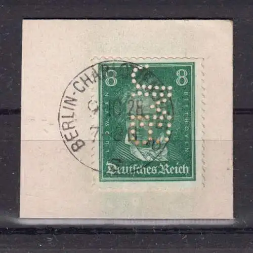 Briefstück, Michel-Nr.: 387, EF, Berlin-Charlottenburg 2, 9.10.28, Firmenlochung