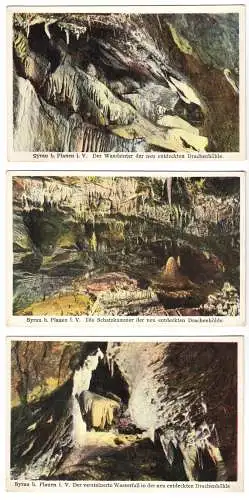 fünf AK, Syrau b. Plauen Vogtl., Innenansichten der Drachenhöhle, um 1932