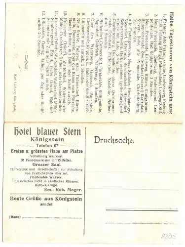 AK, Königstein a. Elbe, Hotel Blauer Stern, Doppelkarte, um 1914