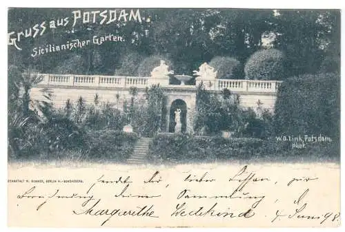 AK,  Potsdam, Park Sanssouci, Sizilianischer Garten, 1898