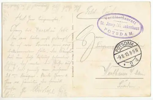 AK, Potsdam, St. Josephs-Krankenhaus, Westfront, 1914