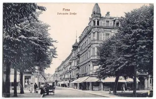 AK, Pirna, Dohnasche Str., belebt, um 1912