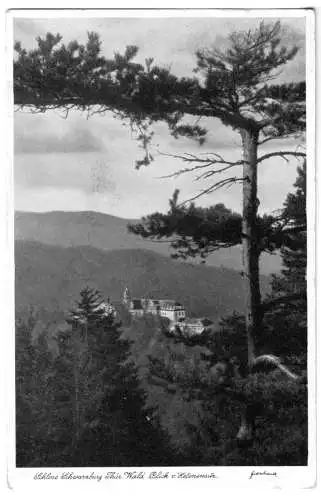 AK, Schwarzburg Thür. Wald, Blick zum Schloß vom Helenensitz, 1943