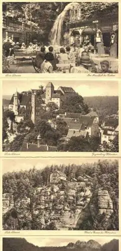 AK-Leporello mit 12 AK, Sächsische Schweiz, Kupfertiefdruck, 1920er 