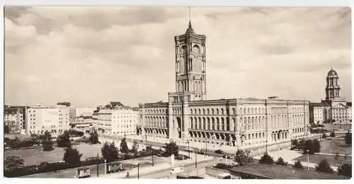 AK lang, Panoramakarte, Berlin Mitte, Partie am Roten Rathaus, 1964