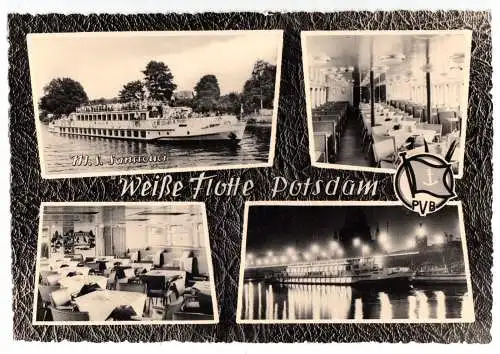 AK Großformat, 21 x 15 cm, Potsdam, Weiße Flotte, vier Abb., gestaltet, um 1960
