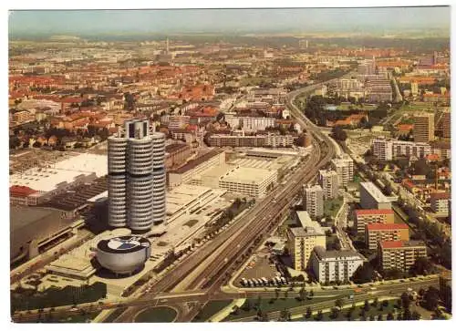 AK, München, Blick vom Fernsehturm zum auf das BMW-Gelände, 1975