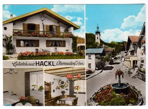 AK, Oberaudorf Inn, Gästehaus Hackl, vier Sommermotive, um 1976