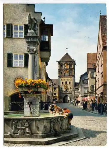 AK, Wangen im Allgäu, Paradiesstr. mit St. Martinstor, 1966