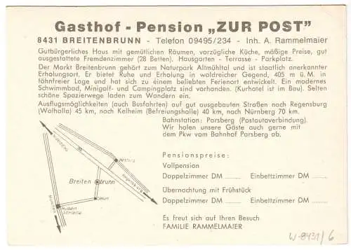 AK, Breitenbrunn Opf., Gasthof - Pension "Zur Post", vier Abb., um 1980