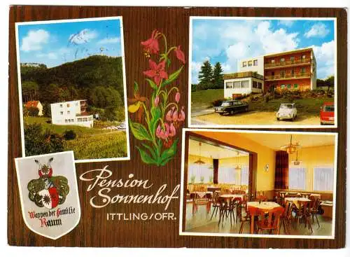 AK, Ittling Ofr., Pension Sonnenhof, drei Abb., gestaltet, 1978