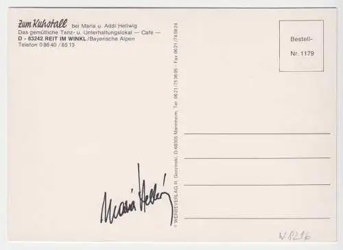 AK, Reit im Winkl, "Zum Kuhstall", fünf Abb., Autogramm, um 1998