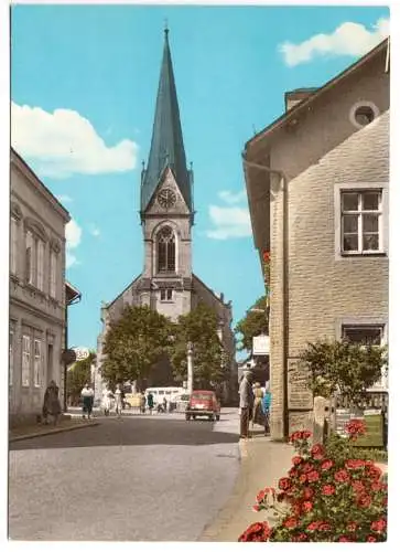AK, Bischofsgrün i. Fichtelgeb., Ev. Kirche am Marktplatz, um 1968