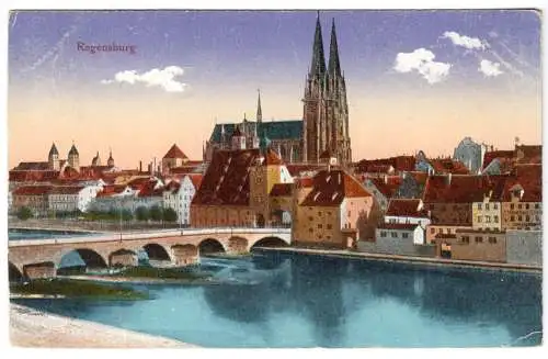 AK, Regensburg, Teilansicht, 1918