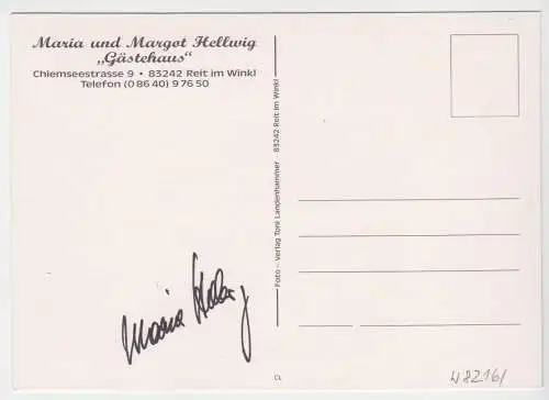 AK, Reit im Winkl, "Zum Kuhstall", zwei Abb., Autogramm, um 1998