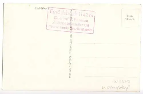 AK, Einödsbach b. Oberstdorf, Gasthof und Pension, Nebenstempel, um 1940