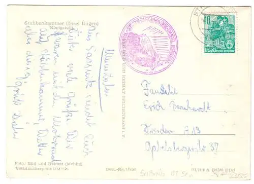 AK, Sassnitz OT Stubbenkammer, Königstuhl, 1960, schöner Nebenstempel