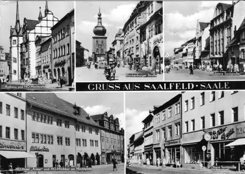 AK, Saalfeld Saale, fünf innerstädtische Abb., 1972