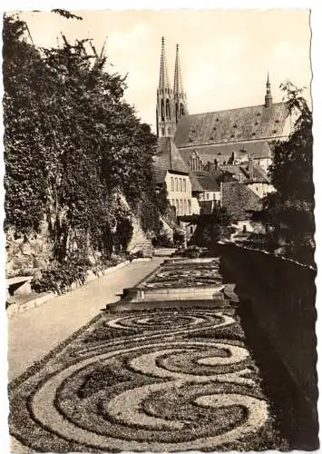 AK, Görlitz, Anlagen an der Ochsenbastei mit Petrikirche, 1966