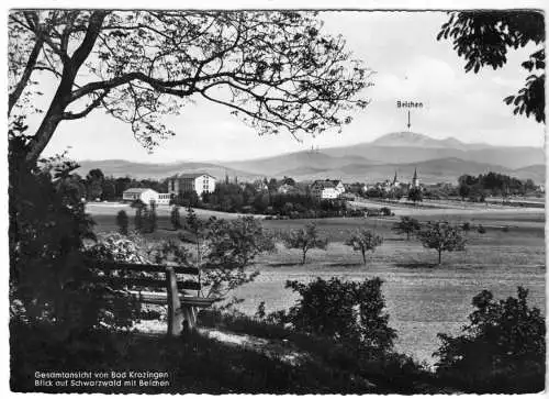 AK, Bad Krozingen, Gesamtansicht mit Blick zum Belchen, 1955