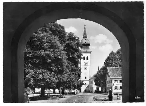 AK, Rottenbuch Obb., Blick zur Kirche, 1963