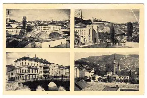 AK, Sarajevo, Bosnien und Herzogowina, vier Abb., 1944